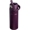 STANLEY IceFlow Flip Straw 2.0 Water Bottle 24 OZ | Built-In Straw with Larger Opening | Lightweight & Leak-Resistant | Insulated Stainless Steel | BPA-Free | Black 2.0(Plum)