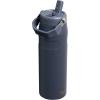 STANLEY IceFlow Flip Straw 2.0 Water Bottle 24 OZ | Built-In Straw with Larger Opening | Lightweight & Leak-Resistant | Insulated Stainless Steel | BPA-Free | Black 2.0(Twilight)