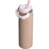 STANLEY IceFlow Flip Straw 2.0 Water Bottle 24 OZ | Built-In Straw with Larger Opening | Lightweight & Leak-Resistant | Insulated Stainless Steel | BPA-Free | Black 2.0(Almond Rose)