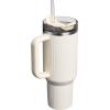 STANLEY Quencher H2.0 Tumbler with Handle and Straw 30 oz | Flowstate 3-Position Lid | Cup Holder Compatible for Travel | Insulated Stainless Steel Cup | BPA-Free | Rose Petal Shimmer(Fluted Cream Gloss)