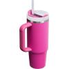 STANLEY Quencher H2.0 Tumbler with Handle and Straw 30 oz | Flowstate 3-Position Lid | Cup Holder Compatible for Travel | Insulated Stainless Steel Cup | BPA-Free | Rose Quartz 2.0(Fuchsia)
