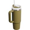 STANLEY Quencher H2.0 Tumbler with Handle and Straw 30 oz | Flowstate 3-Position Lid | Cup Holder Compatible for Travel | Insulated Stainless Steel Cup | BPA-Free | Rose Quartz 2.0(Thyme)