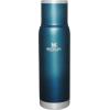 Stanley Adventure-To-Go Vacuum Bottle 1.1 qt | Wide Mouth w/Leakproof Cup Lid | Keep Drinks Hot or Cold | Packable for Travel | Insulated Stainless Steel Thermal Bottle | BPA-Free | Hammertone Green(Blue Glow)