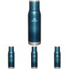 Stanley Adventure-To-Go Vacuum Bottle 1.1 qt | Wide Mouth w/Leakproof Cup Lid | Keep Drinks Hot or Cold | Packable for Travel | Insulated Stainless Steel Thermal Bottle | BPA-Free | Hammertone Green(Blue Glow)