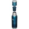 Stanley Adventure-To-Go Vacuum Bottle 1.1 qt | Wide Mouth w/Leakproof Cup Lid | Keep Drinks Hot or Cold | Packable for Travel | Insulated Stainless Steel Thermal Bottle | BPA-Free | Hammertone Green(Blue Glow)