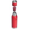 Stanley Adventure-To-Go Vacuum Bottle 1.1 qt | Wide Mouth w/Leakproof Cup Lid | Keep Drinks Hot or Cold | Packable for Travel | Insulated Stainless Steel Thermal Bottle | BPA-Free | Hammertone Green(Chili Red)