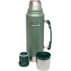 Stanley Heritage Classic Vacuum Bottle with Handle 1.1 qt | Wide Mouth w/Leakproof Cup Lid | Keep Drinks Hot or Cold | Insulated Stainless Steel Thermal Bottle | BPA-Free | Hammertone Green(Hammertone Green)
