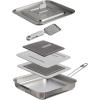 Stanley Wildfare Pro 5-Piece Stainless Steel Square Pan Cook Set | 10 in Fry Pan with Fold & Lock Handle | Cutting Board and Spatula | Camping Essentials for Your Camp Kitchen | BPA-Free