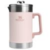 STANLEY Classic Stay-Hot French Press Coffee Maker 48 oz | 5 Minute Brew, 4 Hours Hot | Mesh Filter for Coffee Grounds | Insulated Stainless Steel French Press | BPA-Free | Hammertone Green(Rose Quartz)