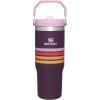 STANLEY IceFlow 2.0 Flip Straw Tumbler with Handle 30 oz | Twist On Lid and Flip Up Straw | Leak Resistant Water Bottle | Insulated Stainless Steel | BPA-Free | Hydrangea(Plum Stripe)
