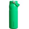 STANLEY IceFlow Flip Straw 2.0 Water Bottle 24 OZ | Built-In Straw with Larger Opening | Lightweight & Leak-Resistant | Insulated Stainless Steel | BPA-Free | Black 2.0(Meadow)
