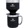 STANLEY Perfect Brew Pour Over Set | 12 oz Camp Mug with Lid Included | Drip Coffee Maker with Reusable Filter | Insulated Stainless Steel | BPA-Free | Hammertone Green(Matte Black)