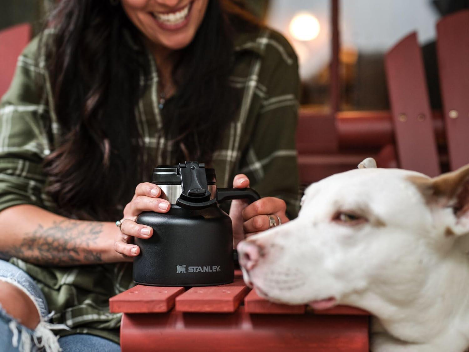 imageSTANLEY ToughToTip Admirals Mug 20 oz Twiston Flip Open Lid Wide Body with NonSkid Rubber Base Insulated Stainless Steel Coffee Cup BPAFree Cream Gloss