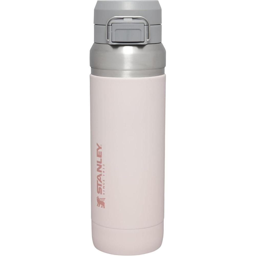 imageStanley Quick Flip GO Water Bottle 36 oz  Push Button Lid  Leakproof and Packable for Travel and Sports  Insulated Stainless Steel  BPAFree  Rose Quartz