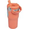 Stanley Classic IceFlow Flip Straw Tumbler for Kids (8 or Above), 20oz, Stan the Bear Stainless Steel Tumbler with Double-Wall Vacuum Insulation(Grapefruit Cub)