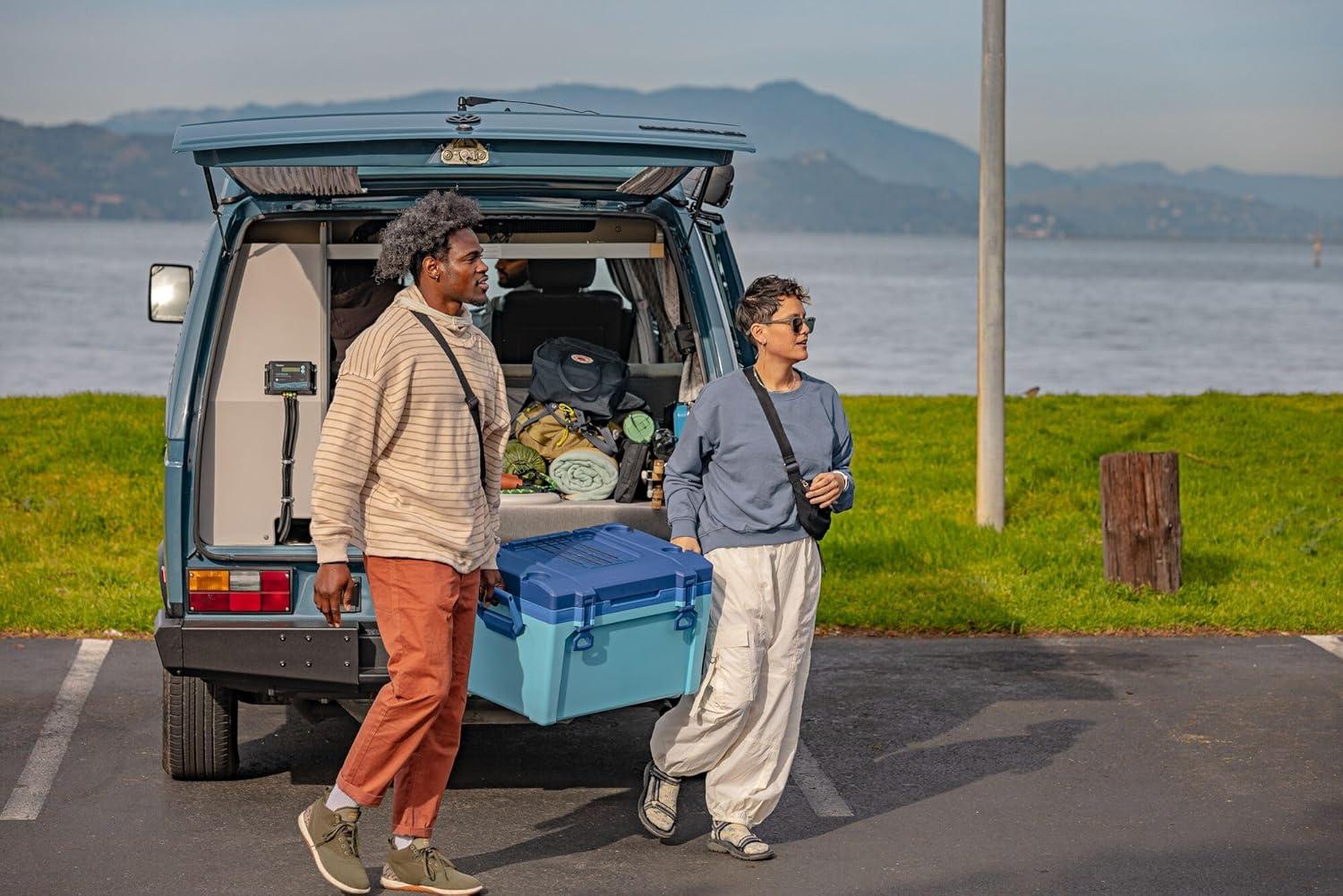 imageStanley Adventure Outdoor Cooler 50 qt Heavy Duty Outdoor Camping Cooler with Easy Carry Side Handles 6 Days Cooling Ice Chest for 82 Cans Flat Top Doubles as Seat BPAFree Tigerlily PlumBlack 20