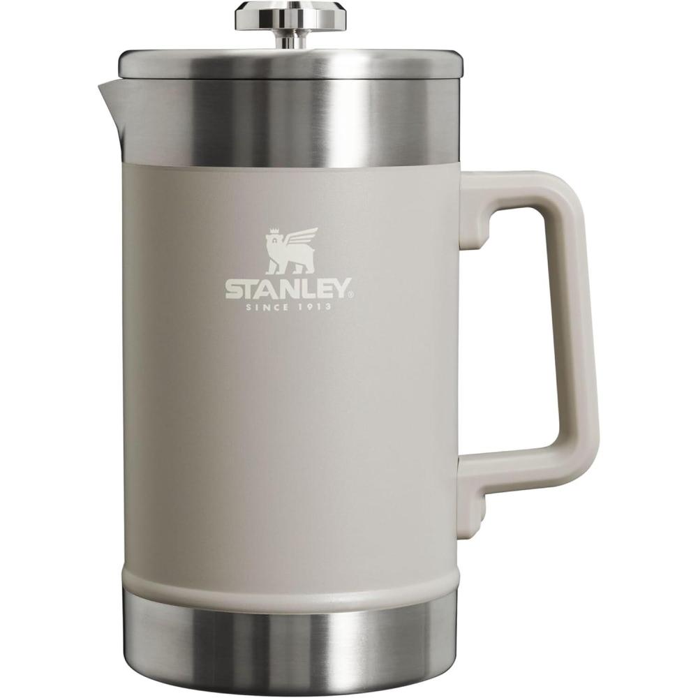 imageSTANLEY Classic StayHot French Press Coffee Maker 48 oz  5 Minute Brew 4 Hours Hot  Mesh Filter for Coffee Grounds  Insulated Stainless Steel French Press  BPAFree  Ash