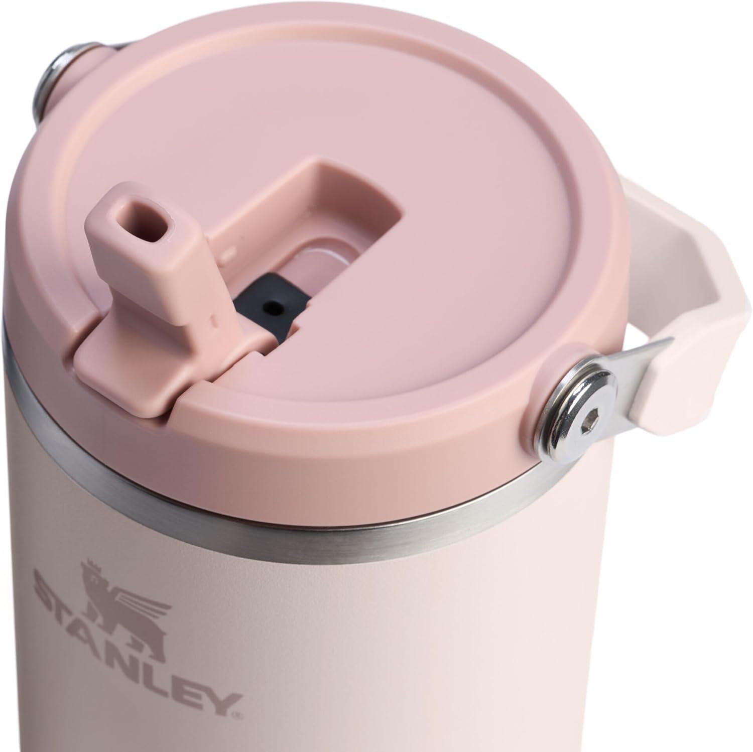 imageSTANLEY IceFlow 20 Flip Straw Tumbler with Handle 20 oz Twist On Lid and Flip Up Straw Leak Resistant Water Bottle Insulated Stainless Steel BPAFree AzureRose Quartz