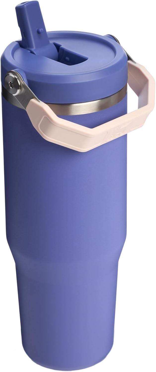 imageSTANLEY IceFlow 20 Flip Straw Tumbler with Handle 20 oz Twist On Lid and Flip Up Straw Leak Resistant Water Bottle Insulated Stainless Steel BPAFree AzureExclusive Lupine