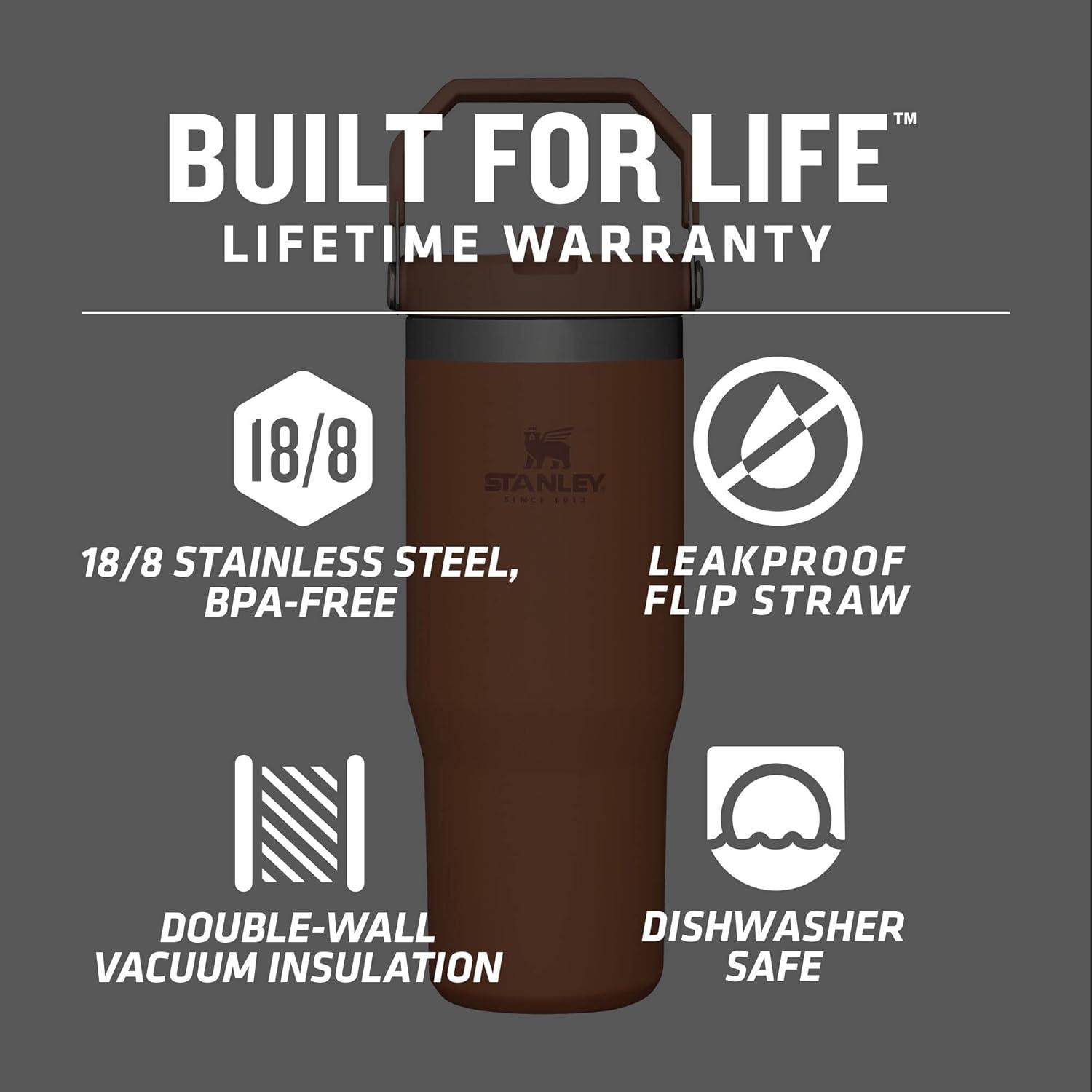 imageSTANLEY IceFlow 20 Flip Straw Tumbler with Handle 20 oz Twist On Lid and Flip Up Straw Leak Resistant Water Bottle Insulated Stainless Steel BPAFree AzureOchre