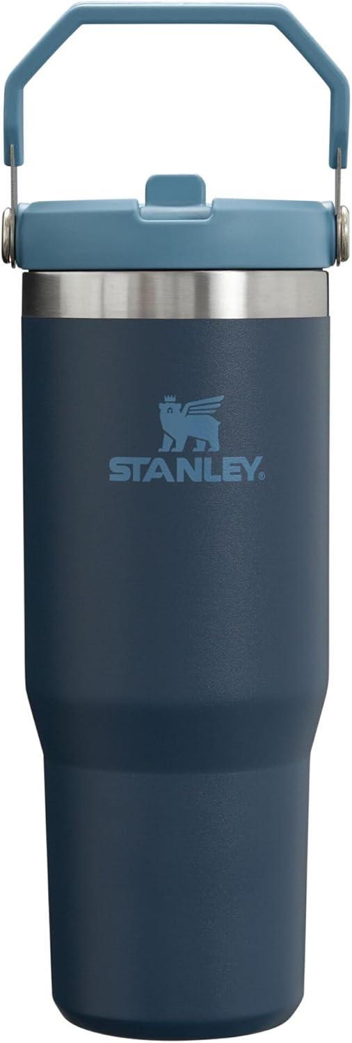 imageSTANLEY IceFlow 20 Flip Straw Tumbler with Handle 20 oz Twist On Lid and Flip Up Straw Leak Resistant Water Bottle Insulated Stainless Steel BPAFree AzureNavy