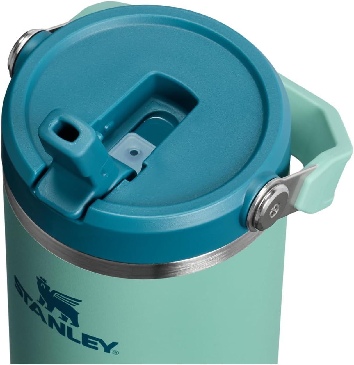 imageSTANLEY IceFlow 20 Flip Straw Tumbler with Handle 20 oz Twist On Lid and Flip Up Straw Leak Resistant Water Bottle Insulated Stainless Steel BPAFree AzureSpring Green