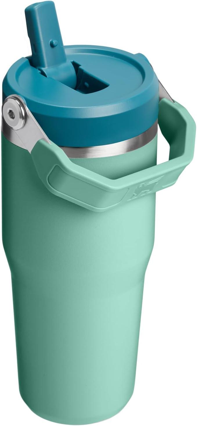imageSTANLEY IceFlow 20 Flip Straw Tumbler with Handle 20 oz Twist On Lid and Flip Up Straw Leak Resistant Water Bottle Insulated Stainless Steel BPAFree AzureSpring Green