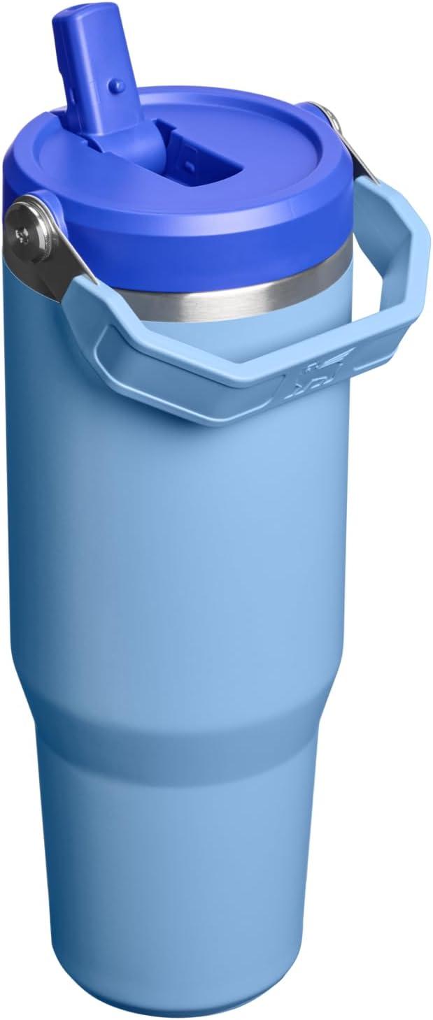 imageSTANLEY IceFlow 20 Flip Straw Tumbler with Handle 20 oz Twist On Lid and Flip Up Straw Leak Resistant Water Bottle Insulated Stainless Steel BPAFree AzureBlue Sky