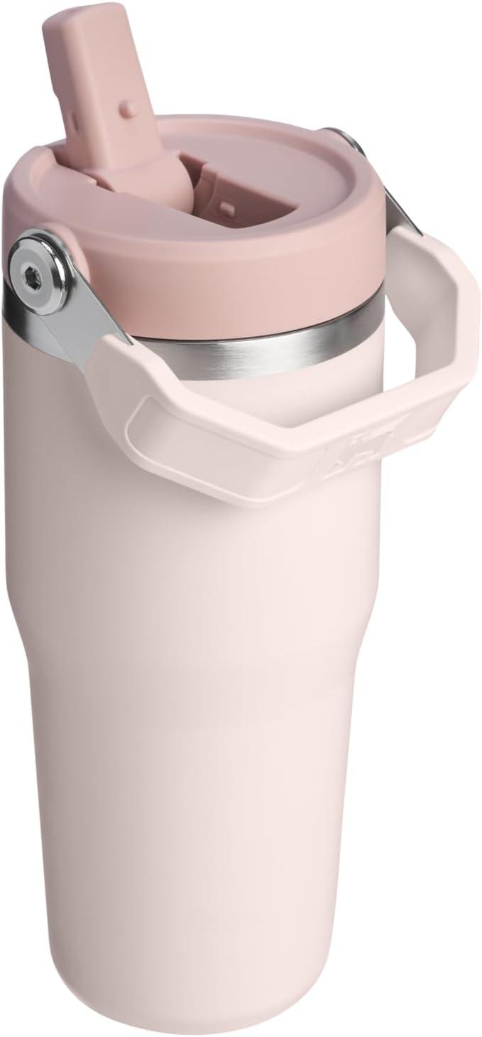imageSTANLEY IceFlow 20 Flip Straw Tumbler with Handle 20 oz Twist On Lid and Flip Up Straw Leak Resistant Water Bottle Insulated Stainless Steel BPAFree AzureRose Quartz