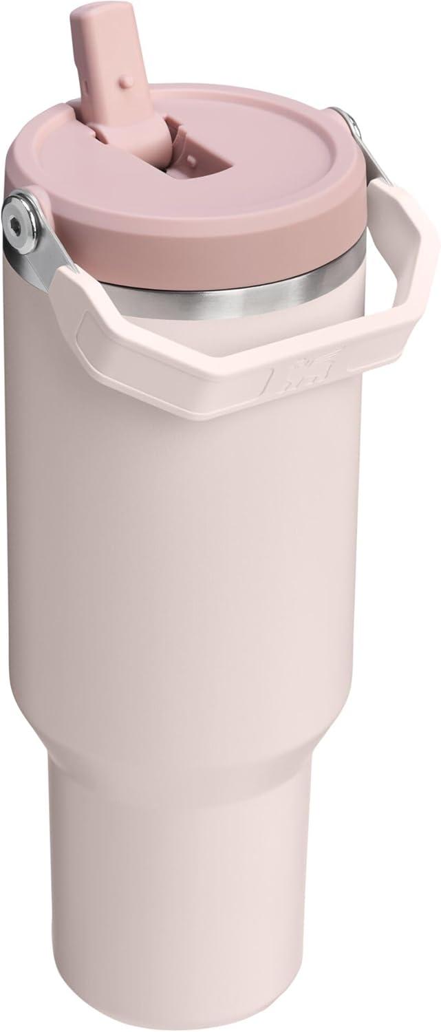 imageSTANLEY IceFlow 20 Flip Straw Tumbler with Handle 20 oz Twist On Lid and Flip Up Straw Leak Resistant Water Bottle Insulated Stainless Steel BPAFree AzureRose Quartz