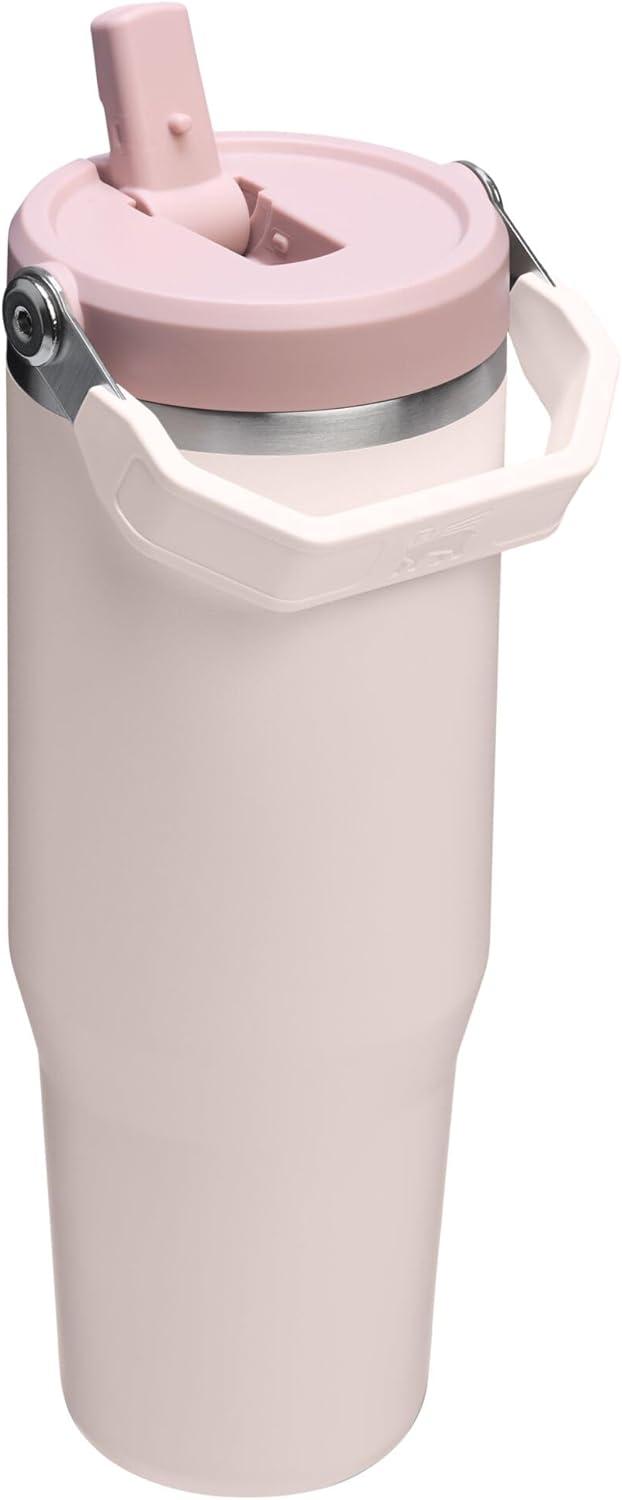 imageSTANLEY IceFlow 20 Flip Straw Tumbler with Handle 20 oz Twist On Lid and Flip Up Straw Leak Resistant Water Bottle Insulated Stainless Steel BPAFree AzureRose Quartz