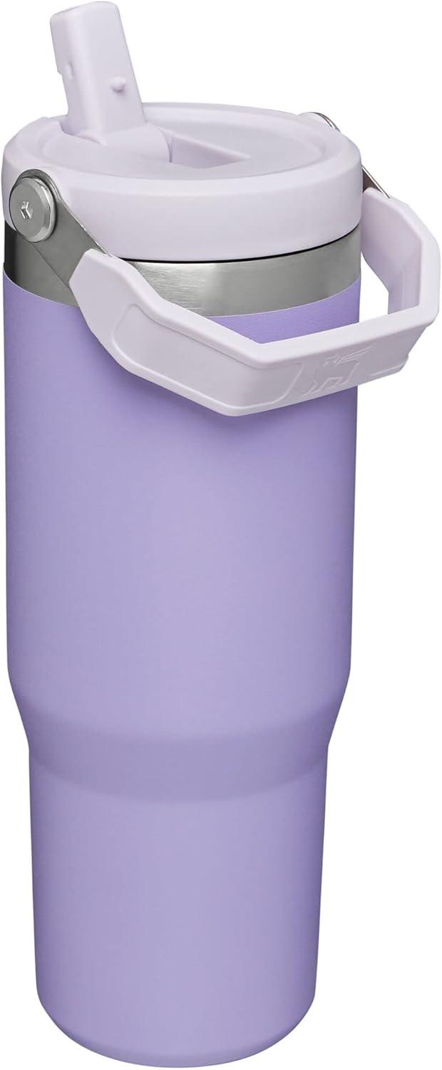 imageSTANLEY IceFlow 20 Flip Straw Tumbler with Handle 20 oz Twist On Lid and Flip Up Straw Leak Resistant Water Bottle Insulated Stainless Steel BPAFree AzureLavender