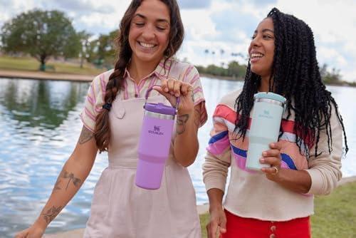 imageSTANLEY IceFlow 20 Flip Straw Tumbler with Handle 20 oz Twist On Lid and Flip Up Straw Leak Resistant Water Bottle Insulated Stainless Steel BPAFree AzurePlum