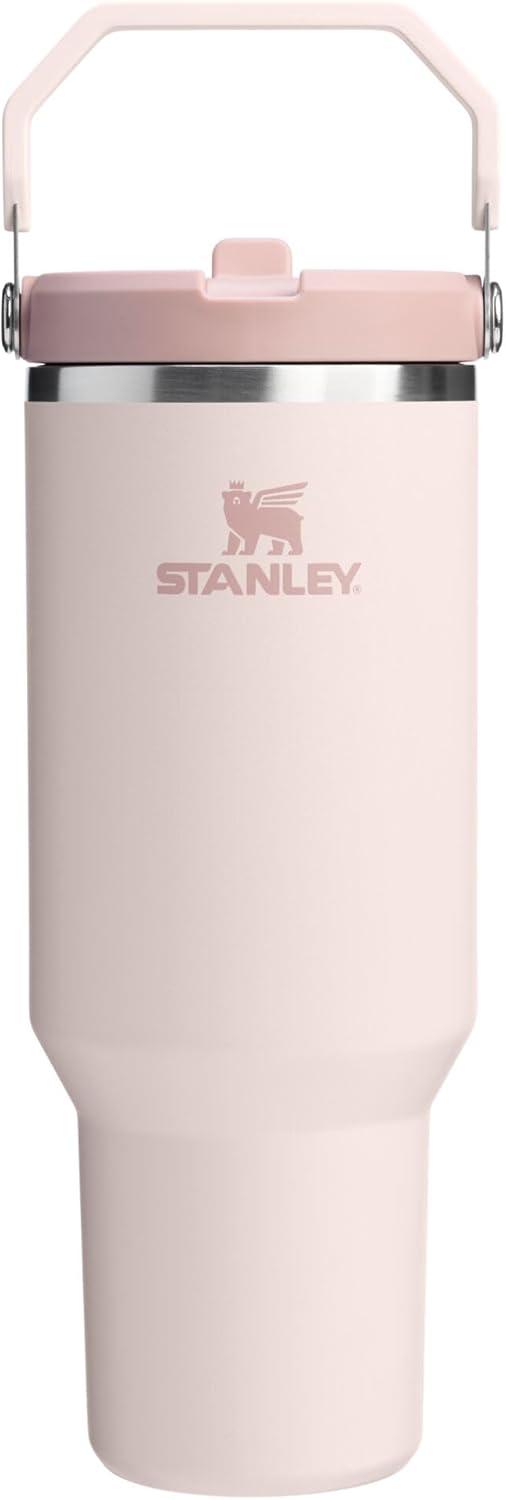 imageSTANLEY IceFlow 20 Flip Straw Tumbler with Handle 20 oz Twist On Lid and Flip Up Straw Leak Resistant Water Bottle Insulated Stainless Steel BPAFree AzureRose Quartz