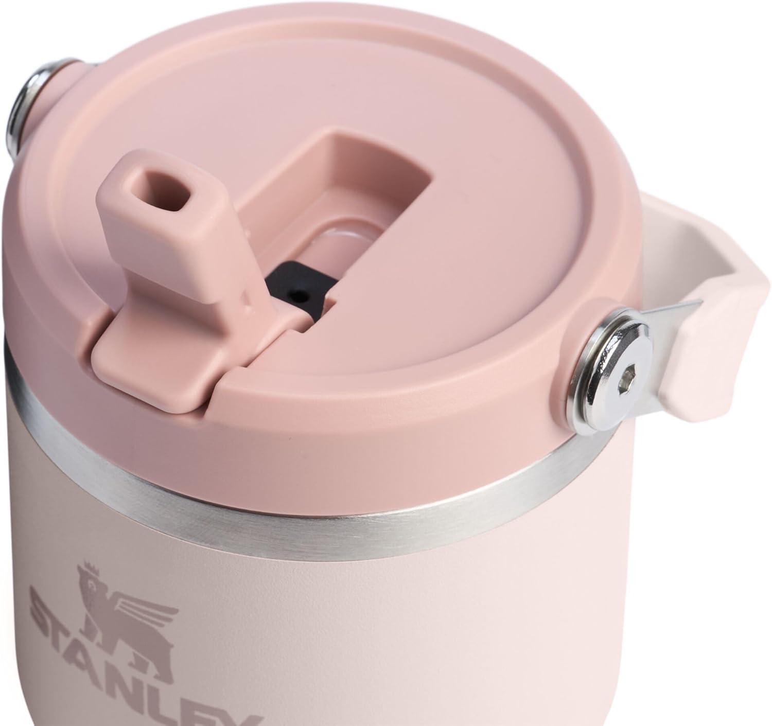 imageSTANLEY IceFlow 20 Flip Straw Tumbler with Handle 20 oz Twist On Lid and Flip Up Straw Leak Resistant Water Bottle Insulated Stainless Steel BPAFree AzureRose Quartz