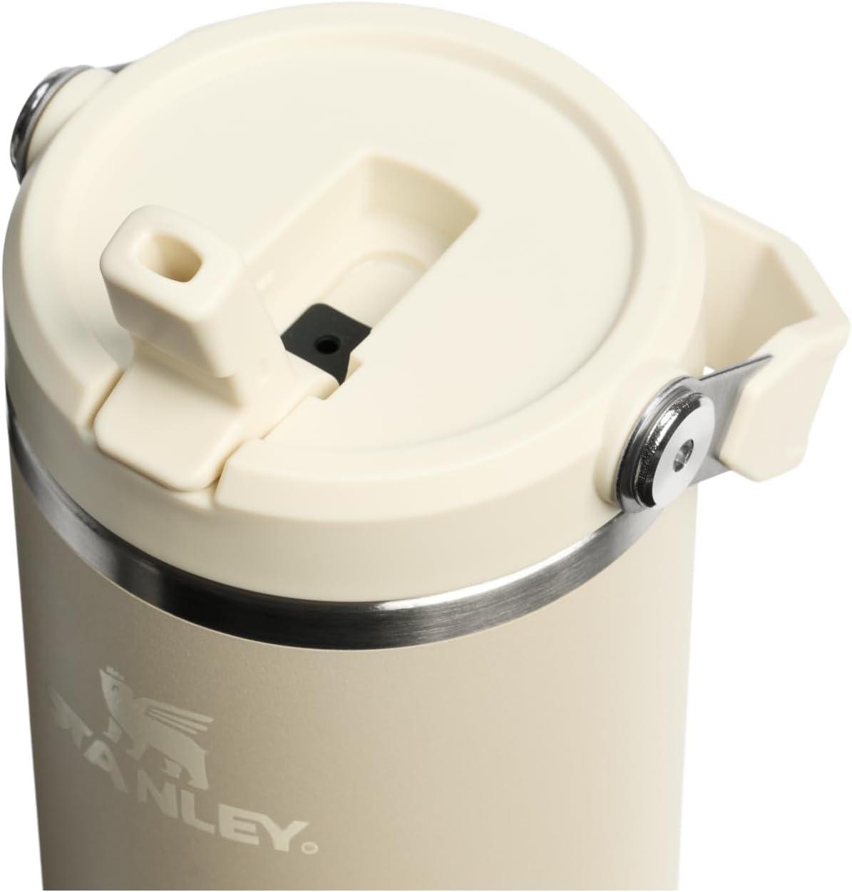imageSTANLEY IceFlow 20 Flip Straw Tumbler with Handle 20 oz Twist On Lid and Flip Up Straw Leak Resistant Water Bottle Insulated Stainless Steel BPAFree AzureToasted Almond