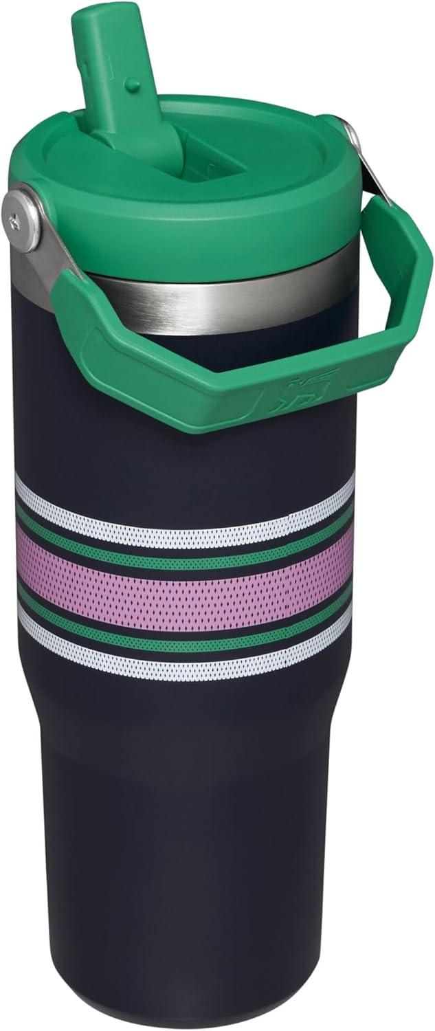 imageSTANLEY IceFlow 20 Flip Straw Tumbler with Handle 20 oz Twist On Lid and Flip Up Straw Leak Resistant Water Bottle Insulated Stainless Steel BPAFree AzureNavy Mesh