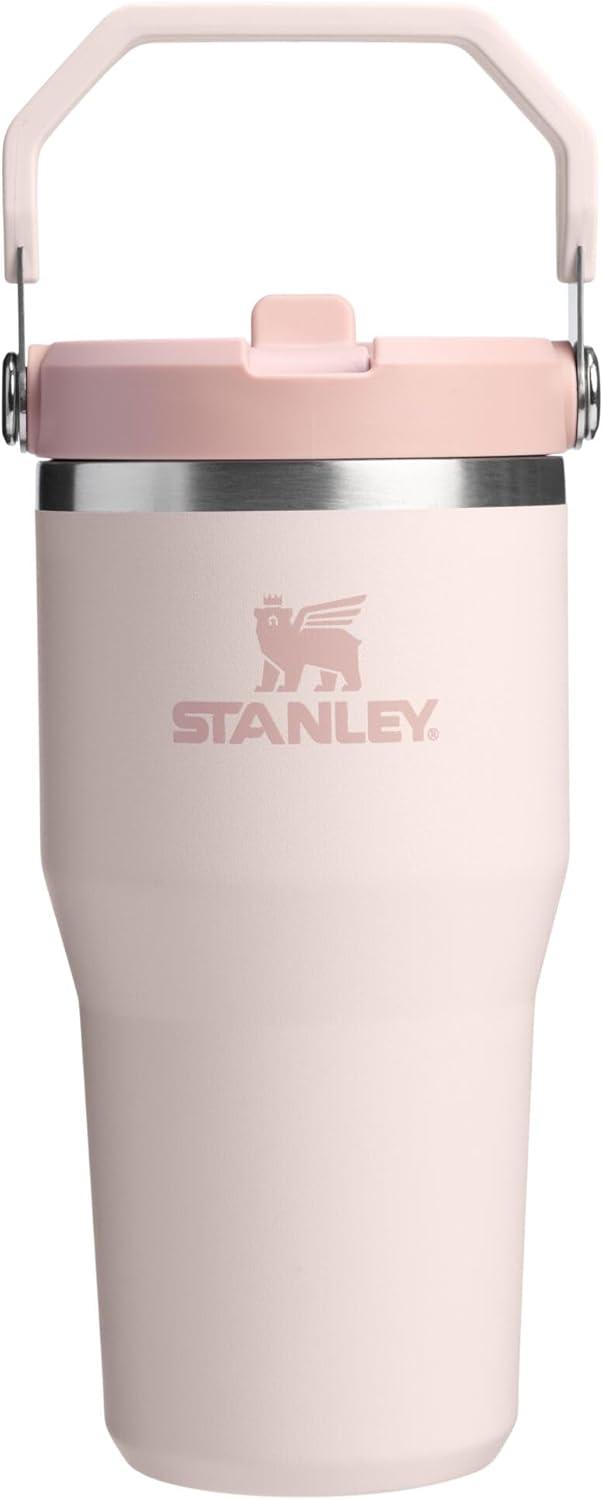 imageStanley IceFlow Flip Straw Tumbler with Handle 20 oz Twist On Lid and Flip Up Straw Leak Resistant Water Bottle Insulated Stainless Steel BPAFree PlumRose Quartz