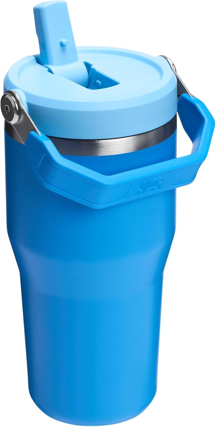 imageStanley IceFlow Flip Straw Tumbler with Handle 20 oz Twist On Lid and Flip Up Straw Leak Resistant Water Bottle Insulated Stainless Steel BPAFree PlumAzure