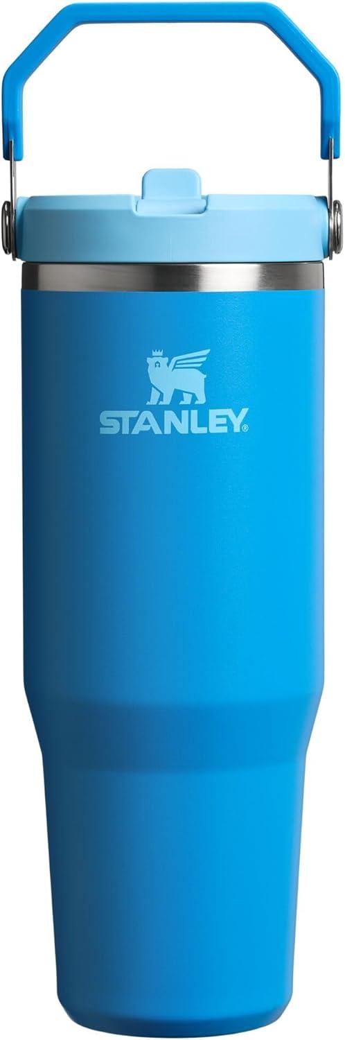 imageStanley IceFlow Flip Straw Tumbler with Handle 20 oz Twist On Lid and Flip Up Straw Leak Resistant Water Bottle Insulated Stainless Steel BPAFree PlumAzure