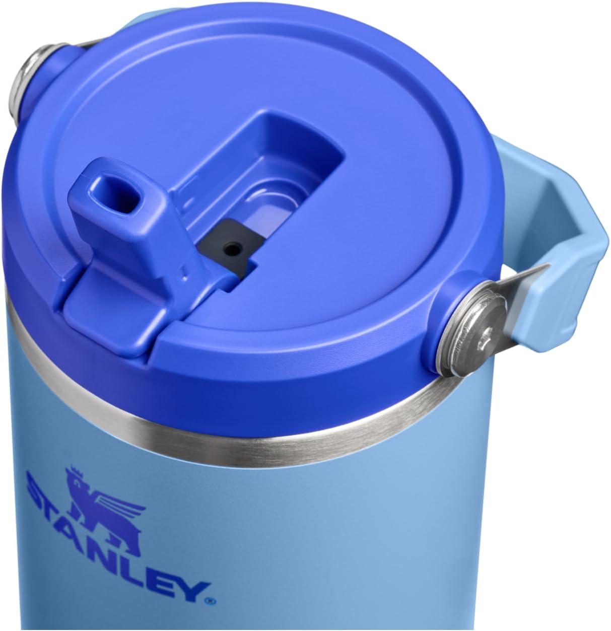 imageStanley IceFlow Flip Straw Tumbler with Handle 20 oz Twist On Lid and Flip Up Straw Leak Resistant Water Bottle Insulated Stainless Steel BPAFree PlumBlue Sky