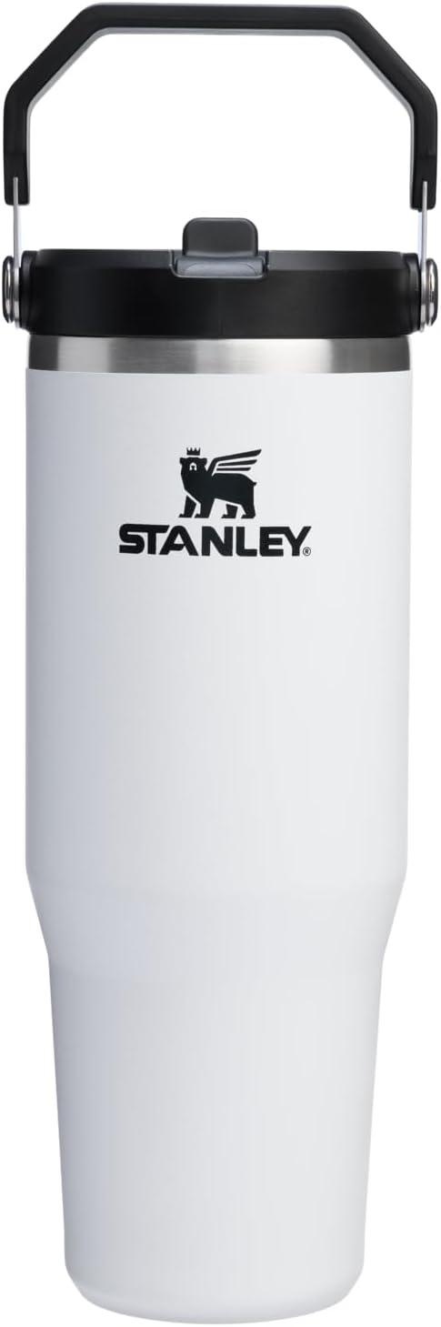 imageStanley IceFlow Flip Straw Tumbler with Handle 20 oz Twist On Lid and Flip Up Straw Leak Resistant Water Bottle Insulated Stainless Steel BPAFree PlumChalk