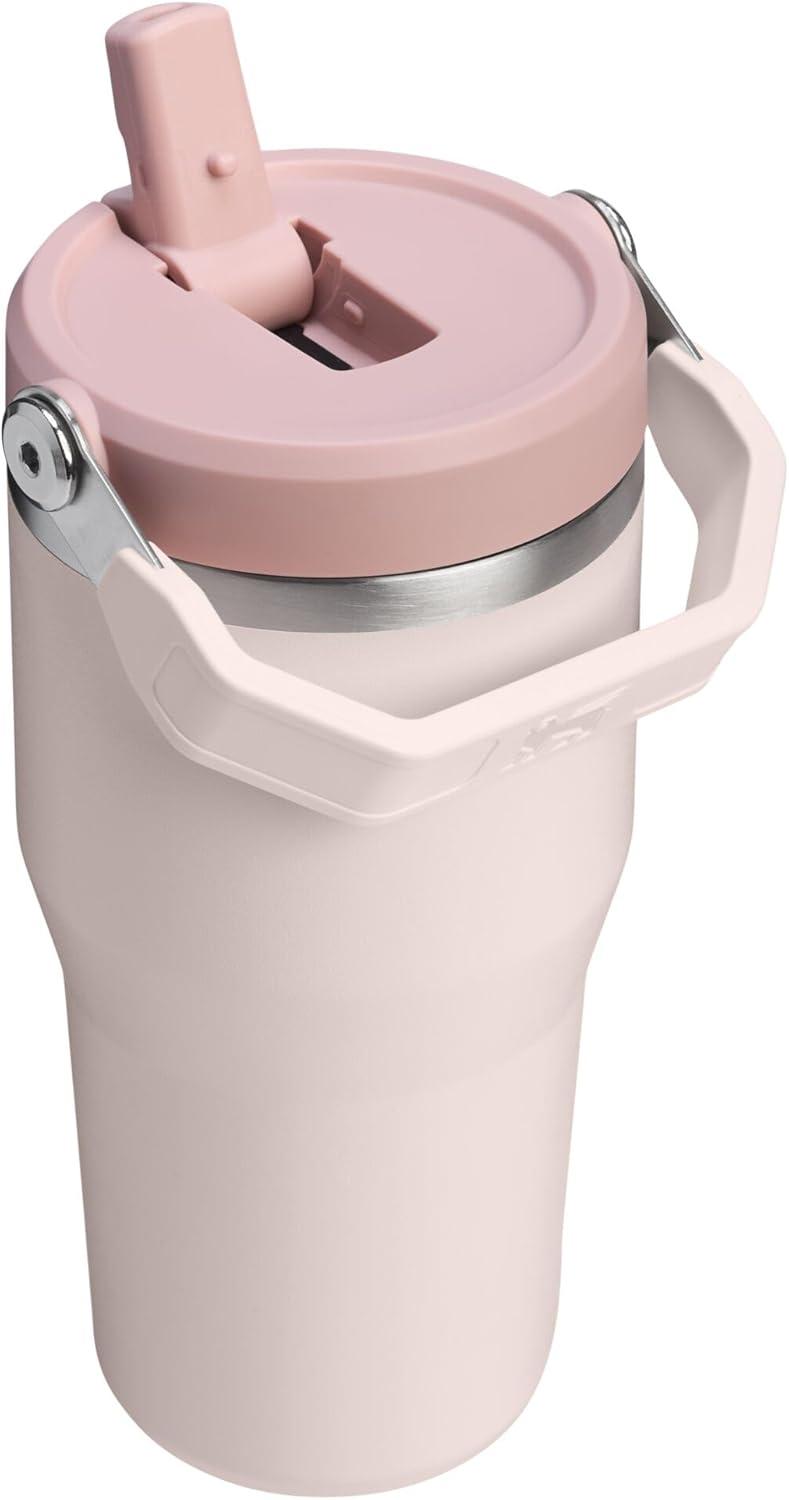 imageStanley IceFlow Flip Straw Tumbler with Handle 20 oz Twist On Lid and Flip Up Straw Leak Resistant Water Bottle Insulated Stainless Steel BPAFree PlumRose Quartz