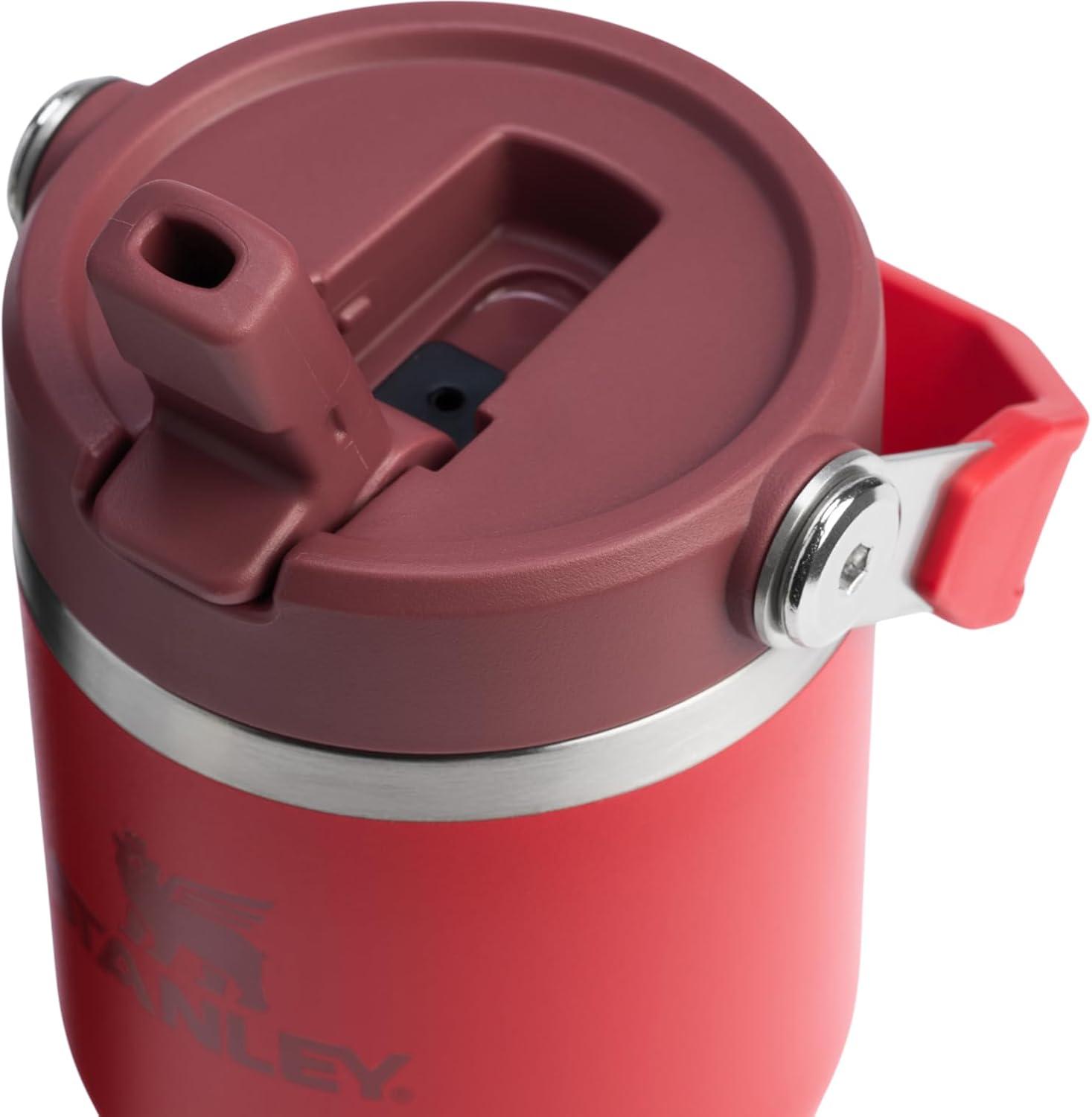 imageStanley IceFlow Flip Straw Tumbler with Handle 20 oz Twist On Lid and Flip Up Straw Leak Resistant Water Bottle Insulated Stainless Steel BPAFree PlumChili Red