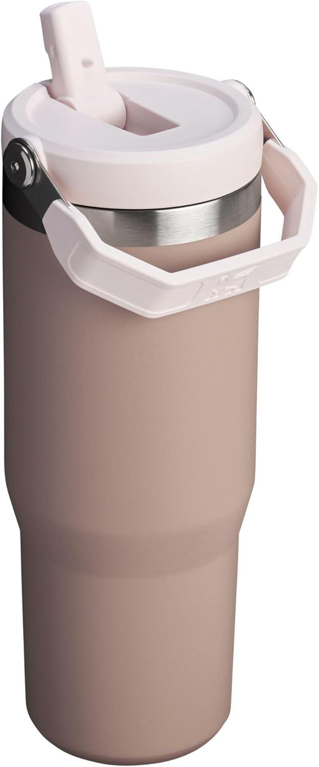 imageStanley IceFlow Flip Straw Tumbler with Handle 20 oz Twist On Lid and Flip Up Straw Leak Resistant Water Bottle Insulated Stainless Steel BPAFree PlumAlmond Rose