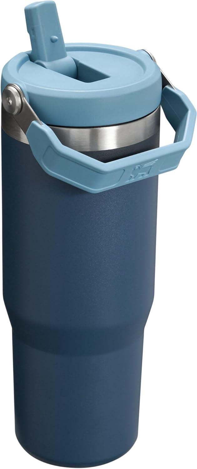 imageStanley IceFlow Flip Straw Tumbler with Handle 20 oz Twist On Lid and Flip Up Straw Leak Resistant Water Bottle Insulated Stainless Steel BPAFree PlumNavy