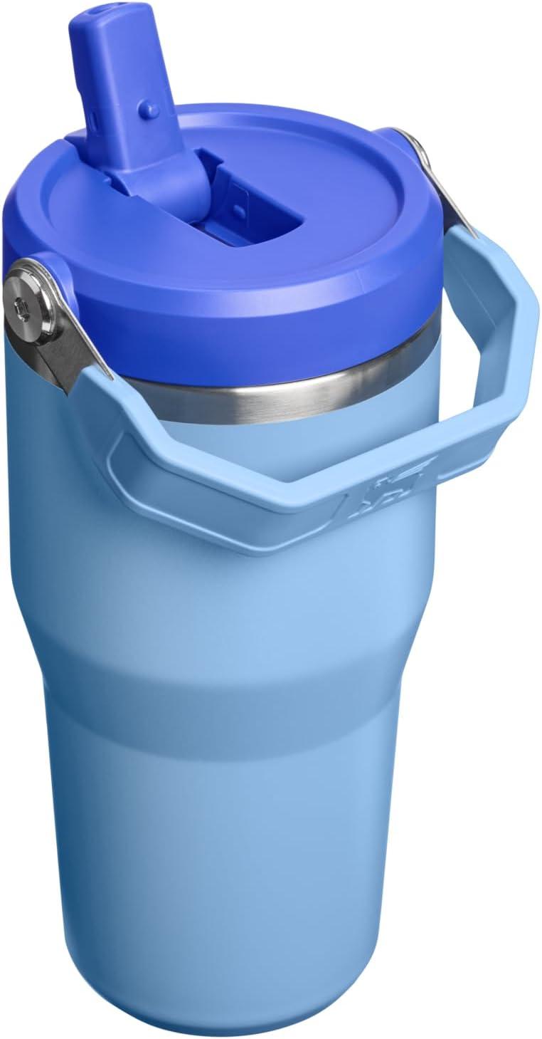 imageStanley IceFlow Flip Straw Tumbler with Handle 20 oz Twist On Lid and Flip Up Straw Leak Resistant Water Bottle Insulated Stainless Steel BPAFree PlumBlue Sky