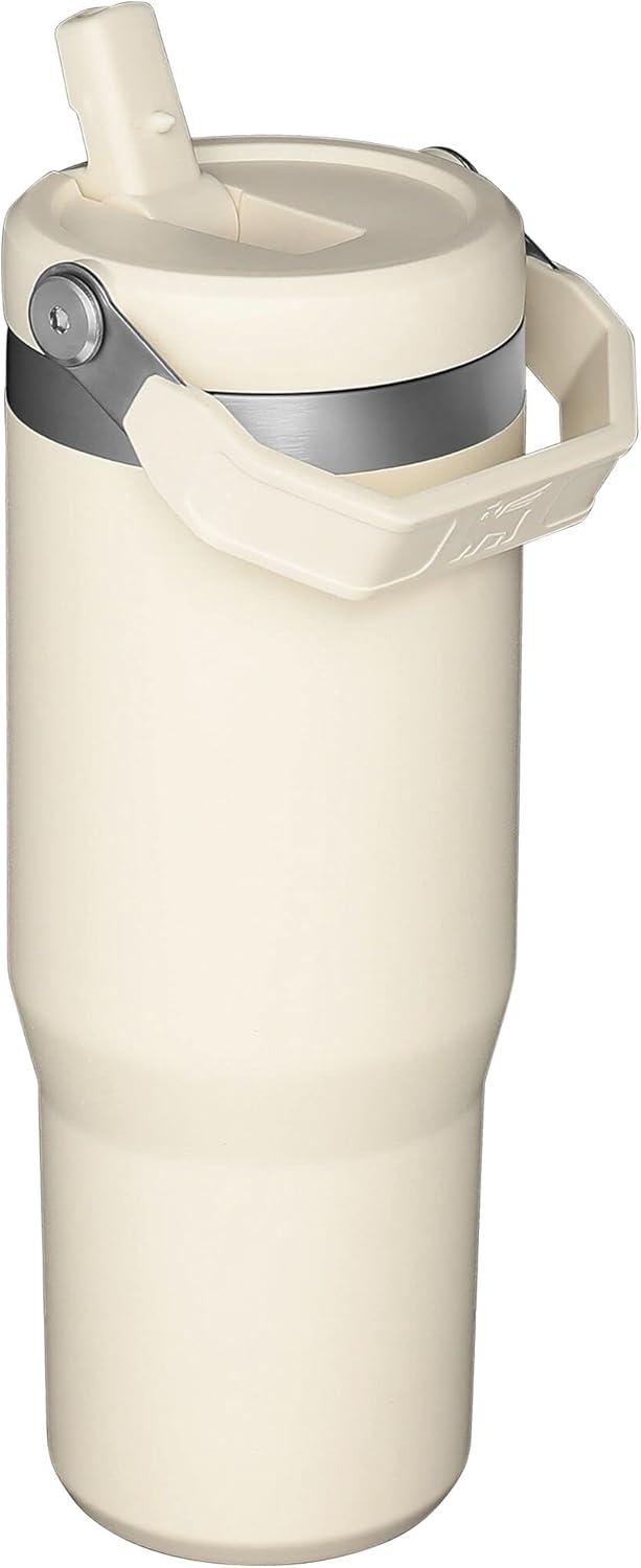 imageStanley IceFlow Flip Straw Tumbler with Handle 20 oz Twist On Lid and Flip Up Straw Leak Resistant Water Bottle Insulated Stainless Steel BPAFree PlumCream