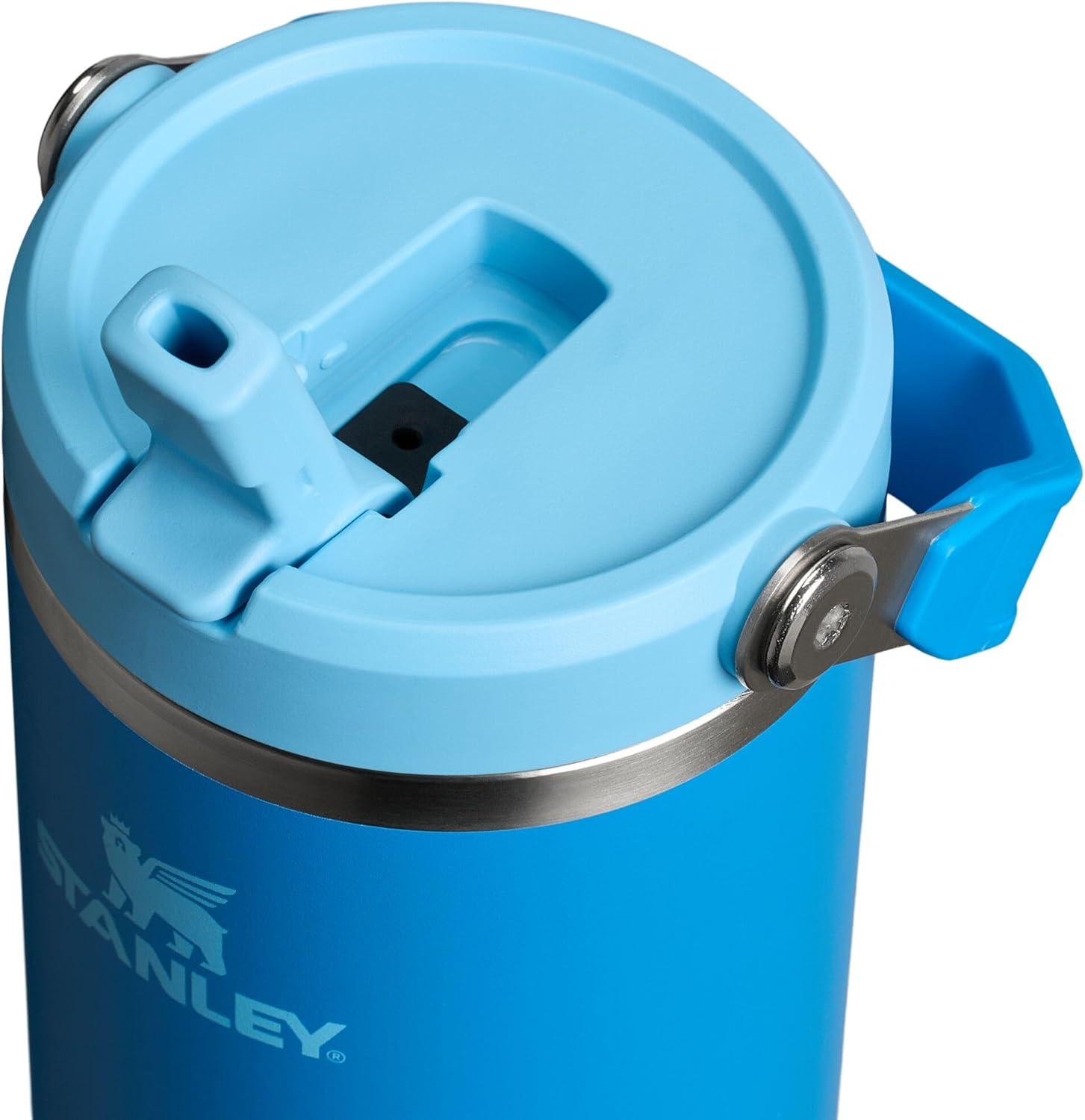 imageStanley IceFlow Flip Straw Tumbler with Handle 20 oz Twist On Lid and Flip Up Straw Leak Resistant Water Bottle Insulated Stainless Steel BPAFree PlumAzure