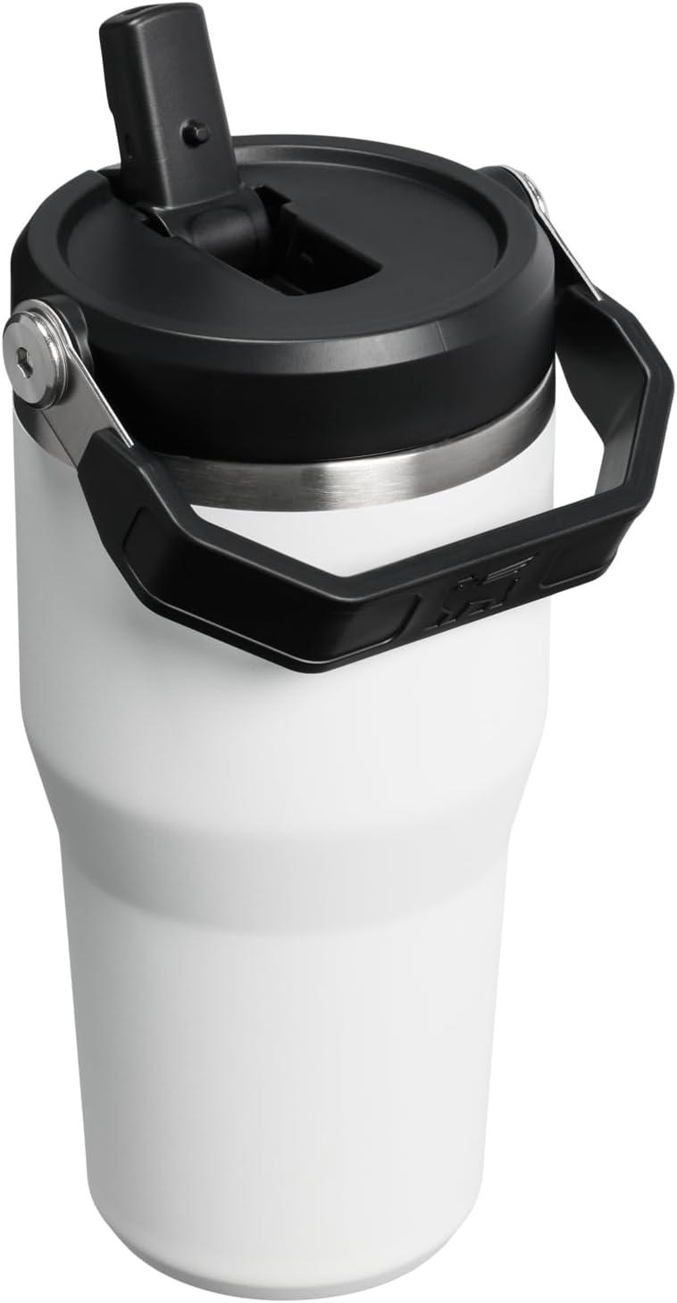 imageStanley IceFlow Flip Straw Tumbler with Handle 20 oz Twist On Lid and Flip Up Straw Leak Resistant Water Bottle Insulated Stainless Steel BPAFree PlumChalk